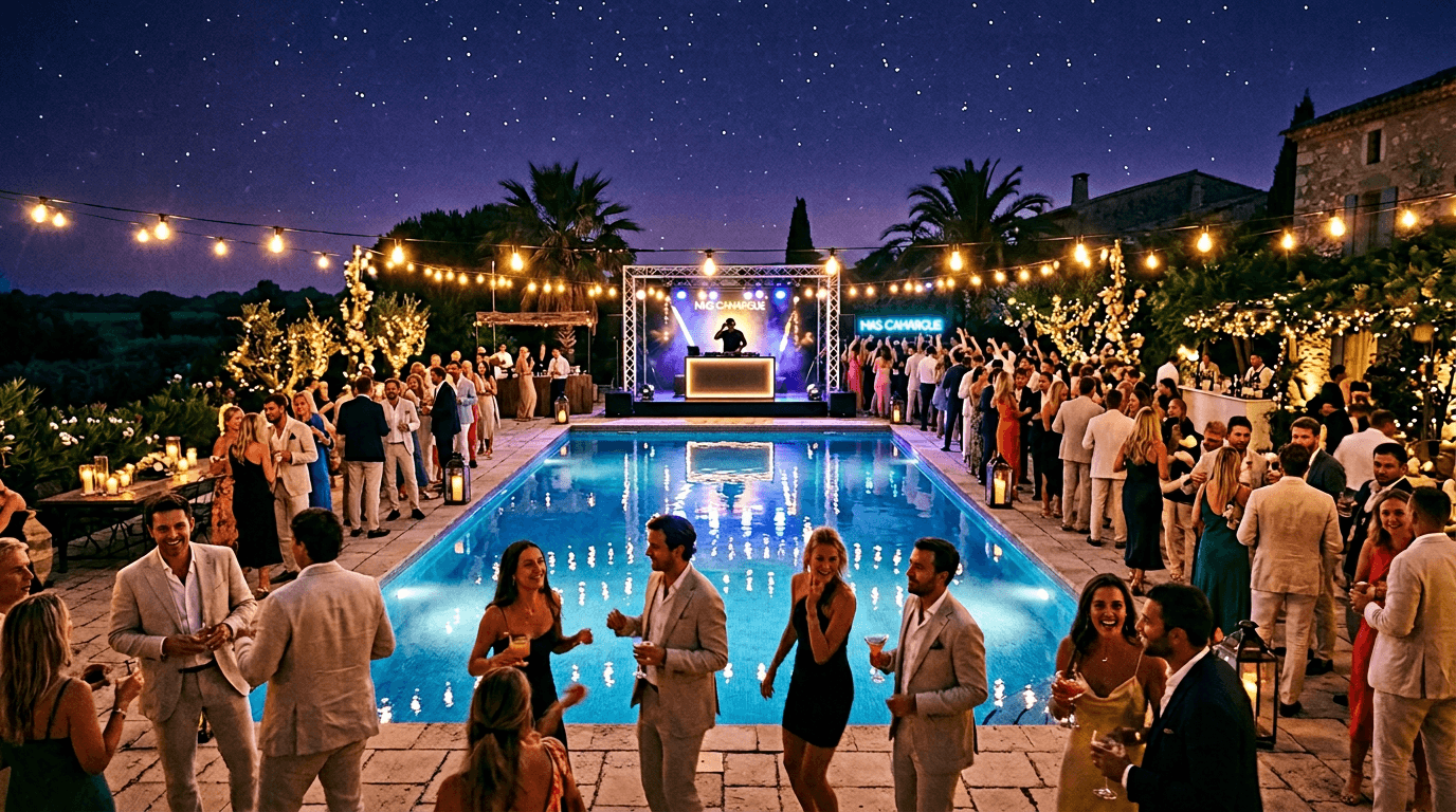 Soiree du dimanche La Paillote Paradise — ambiance festive, DJ et foule en Camargue