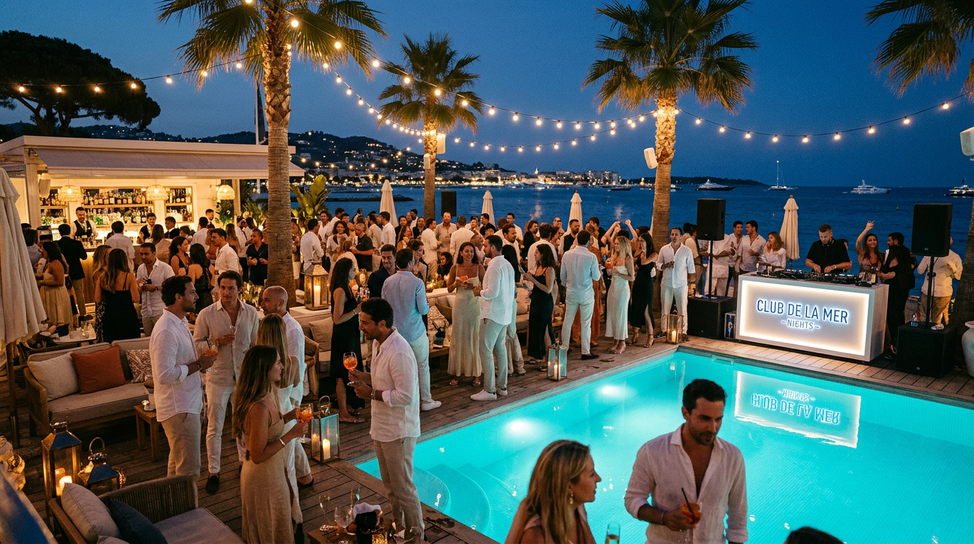 Soiree DJ au bord de la piscine de la Paillote Paradise — nuit festive en Camargue